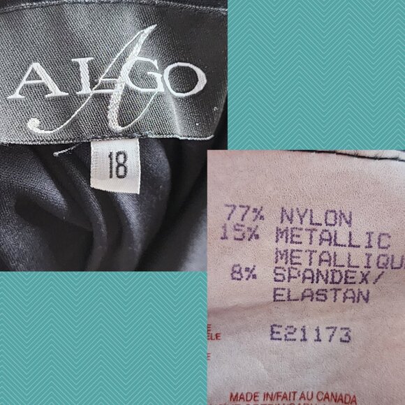 Algo VTG Black Metallic V-Neck Peplum Mermaid Maxi Dress - Picture 4 of 4